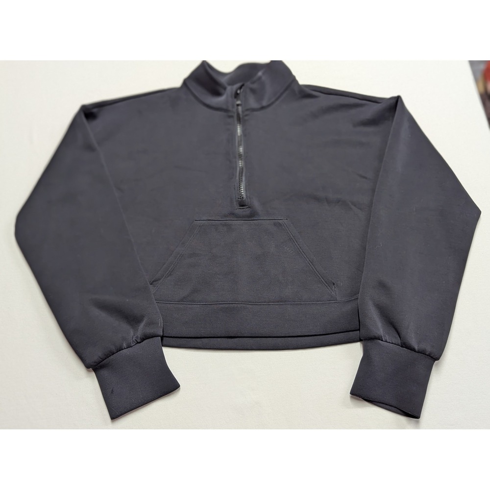 All In Motion Girls Black Quarter Zip Cropped Pullover Kangaroo Pocket L 10/12